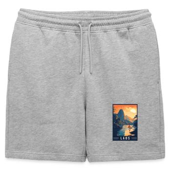 Découvrez la beauté intemporelle du Laos - Short de survêtement homme premium - gris chiné - Devant - AI Model Male 178 light (178cm)
