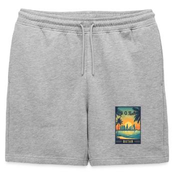 Découvrez la silhouette de la ville désertique de Doha au Qatar - Short de survêtement homme premium - gris chiné - Devant - AI Model Male 178 light (178cm)