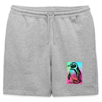 penguin - Mens' Premium Organic Sweatshorts - heather grey - Front - AI Model Male 178 light (178cm)