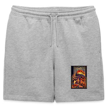 Japan Art Illustration – Mont Fuji, Torii, Sakura - Short de survêtement homme premium - gris chiné - Devant - AI Model Male 178 light (178cm)