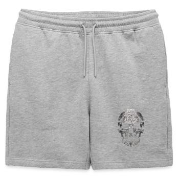 Art au trait de crâne floral - Short de survêtement homme premium - gris chiné - Devant - AI Model Male 178 light (178cm)