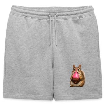 Écureuil mignon avec un gland rose - Short de survêtement homme premium - gris chiné - Devant - AI Model Male 178 light (178cm)
