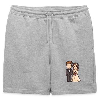 Couple marié marié - Short de survêtement homme premium - gris chiné - Devant - AI Model Male 178 light (178cm)
