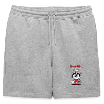 Mysterious skull with triangle - Mens' Premium Organic Sweatshorts - heather grey - Front - AI Model Male 178 light (178cm)