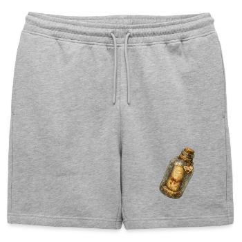 Message vintage dans une bouteille - Short de survêtement homme premium - gris chiné - Devant - AI Model Male 178 light (178cm)