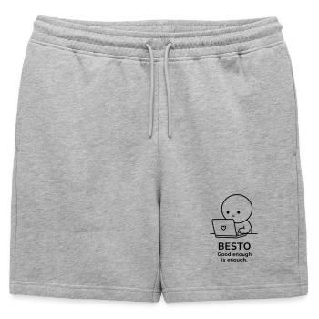 Besto – Assez bien c’est assez | Motivation au travail - Short de survêtement homme premium - gris chiné - Devant - AI Model Male 178 light (178cm)