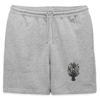 Botanique de linogravure vintage des fleurs sauvages - Short de survêtement homme premium - gris chiné - Devant - AI Model Male 178 light (178cm)