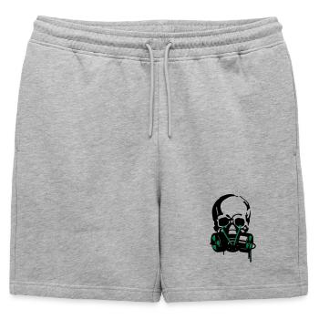 crâne + masque - Short de survêtement homme premium - gris chiné - Devant - AI Model Male 178 light (178cm)