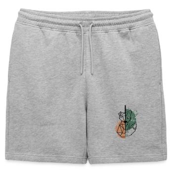 Fox origami vs drawing - Mens' Premium Organic Sweatshorts - heather grey - Front - AI Model Male 178 light (178cm)