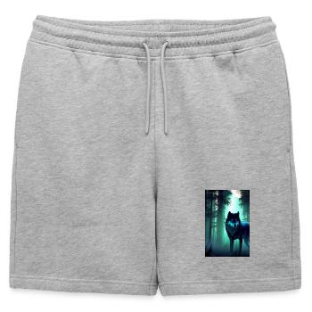 Loup dans la forêt - Short de survêtement homme premium - gris chiné - Devant - AI Model Male 178 light (178cm)