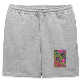 Fleurs et papillon - Short de survêtement homme premium - gris chiné - Devant - AI Model Male 178 light (178cm)