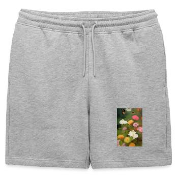 Fleurs et papillon - Short de survêtement homme premium - gris chiné - Devant - AI Model Male 178 light (178cm)