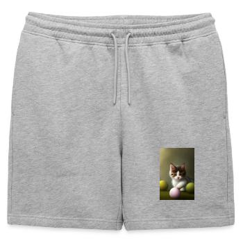 Bébé chat - Short de survêtement homme premium - gris chiné - Devant - AI Model Male 178 light (178cm)