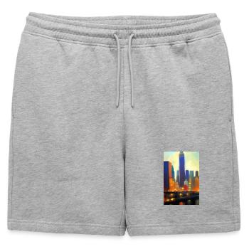 Horizon de la ville de New York - Short de survêtement homme premium - gris chiné - Devant - AI Model Male 178 light (178cm)