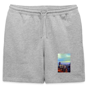 Horizon de la ville de New York - Short de survêtement homme premium - gris chiné - Devant - AI Model Male 178 light (178cm)