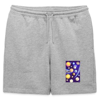 Espace et planètes - Short de survêtement homme premium - gris chiné - Devant - AI Model Male 178 light (178cm)
