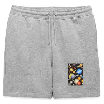 Espace et planètes - Short de survêtement homme premium - gris chiné - Devant - AI Model Male 178 light (178cm)