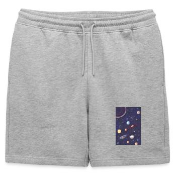 Espace et planètes - Short de survêtement homme premium - gris chiné - Devant - AI Model Male 178 light (178cm)