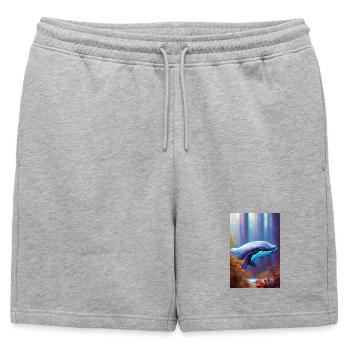 Whale in the Forest Surrealism - Mens' Premium Organic Sweatshorts - heather grey - Front - AI Model Male 178 light (178cm)