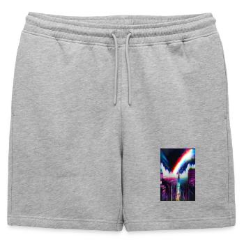 Futuristic Rainbow City Art - Mens' Premium Organic Sweatshorts - heather grey - Front - AI Model Male 178 light (178cm)