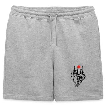 La cascade noire et le soleil rouge - Short de survêtement homme premium - gris chiné - Devant - AI Model Male 178 light (178cm)