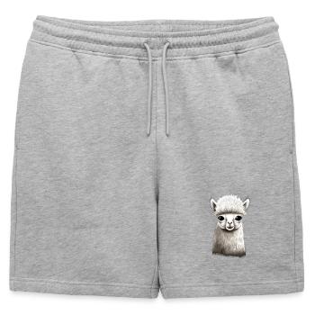 Alpaga moelleux et mignon - Short de survêtement homme premium - gris chiné - Devant - AI Model Male 178 light (178cm)