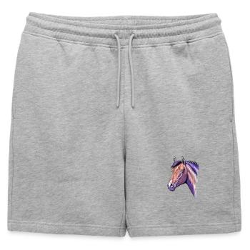 Portrait de cheval - Short de survêtement homme premium - gris chiné - Devant - AI Model Male 178 light (178cm)