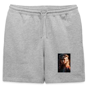 Valentyna typo - Mens' Premium Organic Sweatshorts - heather grey - Front - AI Model Male 178 light (178cm)
