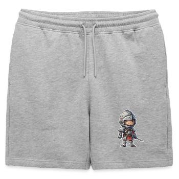 Chevalier à l’armure en bois – Guerrier RPG fantastique - Short de survêtement homme premium - gris chiné - Devant - AI Model Male 178 light (178cm)