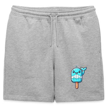Une glace en forme de baleine souriante - Short de survêtement homme premium - gris chiné - Devant - AI Model Male 178 light (178cm)