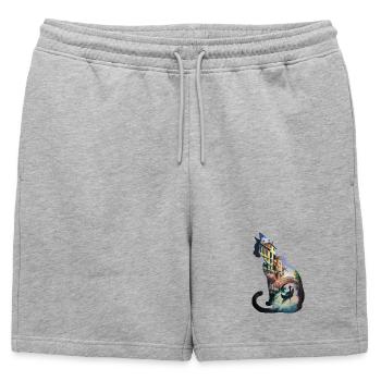 Silhouette de cercle de la ville vénitienne - Short de survêtement homme premium - gris chiné - Devant - AI Model Male 178 light (178cm)
