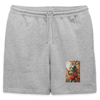 Graffiti bug in hoodie - Mens' Premium Organic Sweatshorts - heather grey - Front - AI Model Male 178 light (178cm)