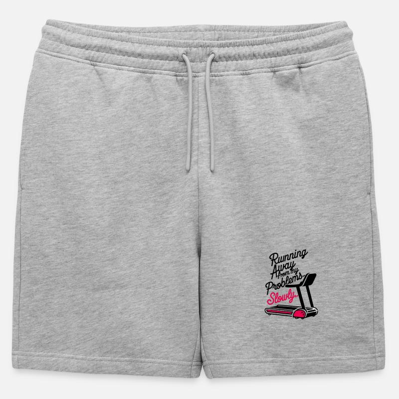 Running from Problems - Slowly - Männer Premium Organic Sweatshorts - Grau meliert