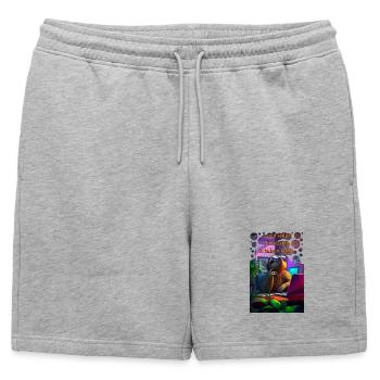 Et aujourd’hui, je risque un regard paresseux au bureau - Short de survêtement homme premium - gris chiné - Devant - AI Model Male 178 light (178cm)