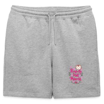 Chatte Princesse Rose Kawaii Girly - Short de survêtement homme premium - gris chiné - Devant - AI Model Male 178 light (178cm)