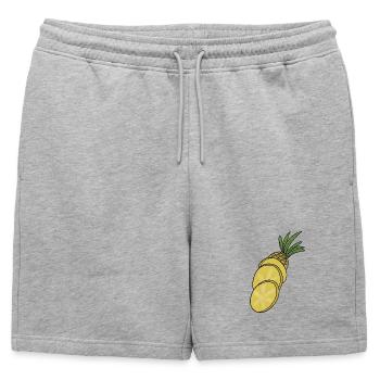 Sliced Pineapple Cartoon Illustration - Mens' Premium Organic Sweatshorts - heather grey - Front - AI Model Male 178 light (178cm)