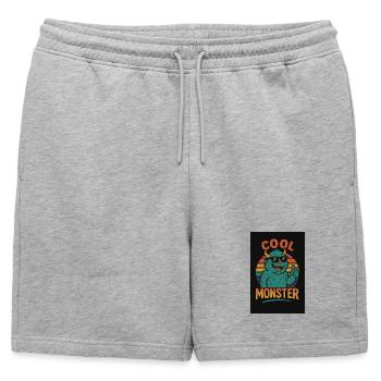 Monstre cool - Short de survêtement homme premium - gris chiné - Devant - AI Model Male 178 light (178cm)