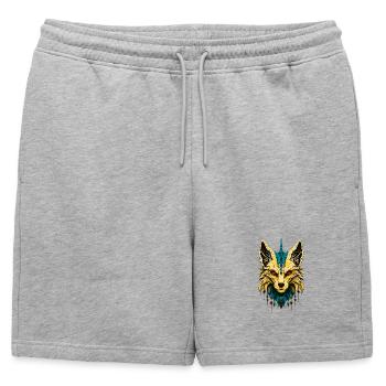 La tête de renard mystique, noble et mystérieuse. - Short de survêtement homme premium - gris chiné - Devant - AI Model Male 178 light (178cm)