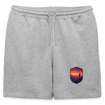 Crête du coucher du soleil - Short de survêtement homme premium - gris chiné - Devant - AI Model Male 178 light (178cm)