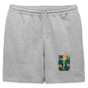 Jungle vibrante - Short de survêtement homme premium - gris chiné - Devant - AI Model Male 178 light (178cm)