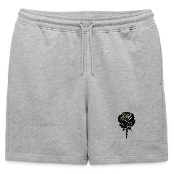 Conception de contour de rose noire - Short de survêtement homme premium - gris chiné - Devant - AI Model Male 178 light (178cm)