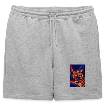 Celestial Tiger Nebula Design, Love Tigers - Mens' Premium Organic Sweatshorts - heather grey - Front - AI Model Male 178 light (178cm)