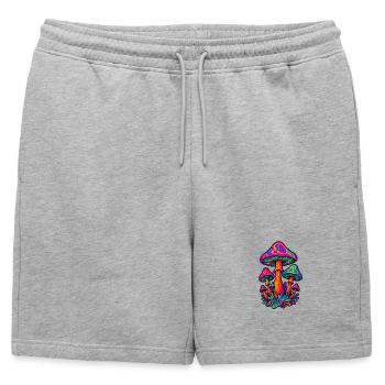 Neon Mushrooms Illustration - Mens' Premium Organic Sweatshorts - heather grey - Front - AI Model Male 178 light (178cm)