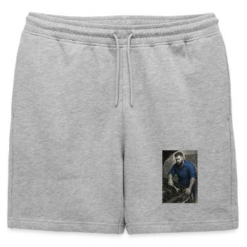 Industrial craftsman with wrench - Mens' Premium Organic Sweatshorts - heather grey - Front - AI Model Male 178 light (178cm)