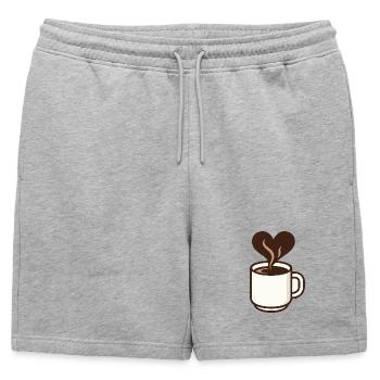 Heart-shaped coffee dream - Mens' Premium Organic Sweatshorts - heather grey - Front - AI Model Male 178 light (178cm)
