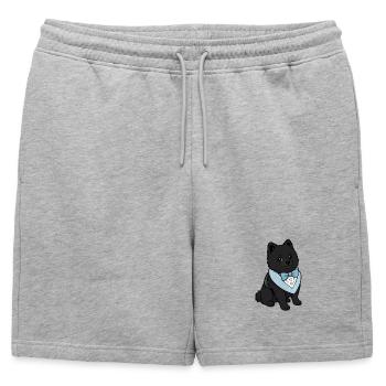 Chien Spitz élégant en nœud papillon - Short de survêtement homme premium - gris chiné - Devant - AI Model Male 178 light (178cm)