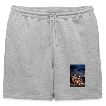 Paire humanoïde gnous - Short de survêtement homme premium - gris chiné - Devant - AI Model Male 178 light (178cm)