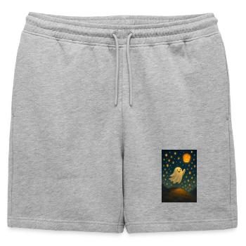 Fantôme avec citrouille-lanterne - Short de survêtement homme premium - gris chiné - Devant - AI Model Male 178 light (178cm)