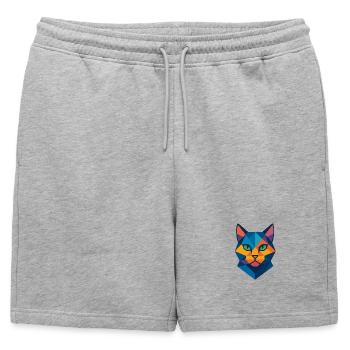 Chat | Tête de chat Impression / Impression / Design - Short de survêtement homme premium - gris chiné - Devant - AI Model Male 178 light (178cm)