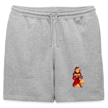 Zayra – Heart Gest of the Magical Elf Woman in Red - Mens' Premium Organic Sweatshorts - heather grey - Front - AI Model Male 178 light (178cm)